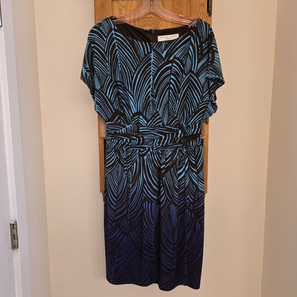 TRINA TURK | Blue Ombre Palm Print Dress – Women’s Size 8 - Picture 3 of 6